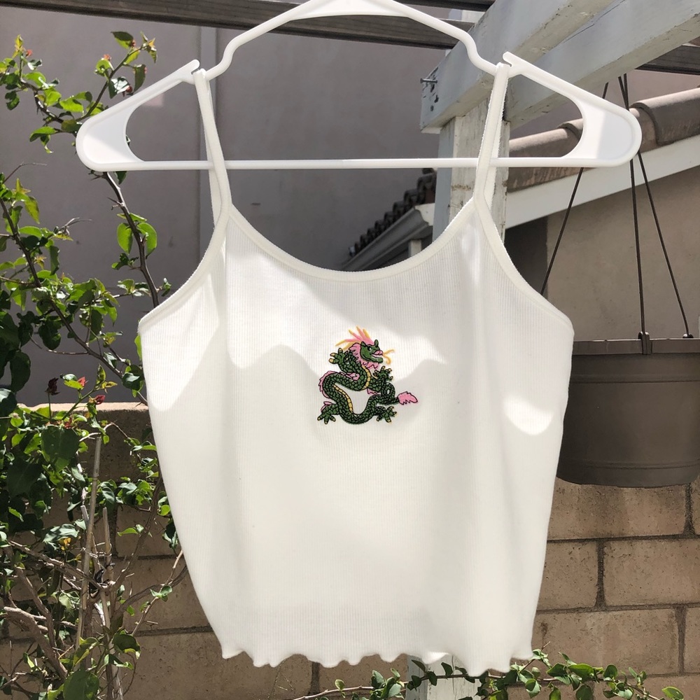 ‼️SOLD‼️ white dragon tank top - Picture 1 of 2